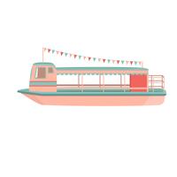 Motor cruiser. Cartoon riverboat icon. vector