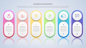 Simple Infographic Template for Business with Six Steps Multicolor Label vector