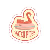 Sticker with cartoon swan ride and text vector