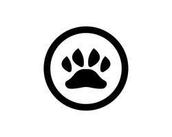 Impresión de pie perro animal mascota logotipo y símbolos vector