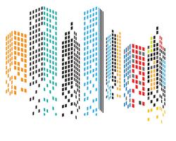 Horizonte de la ciudad moderna. silueta de la ciudad. ilustración vectorial en plano vector