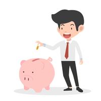 businessman putting coin a Piggy bank money savings concept vector