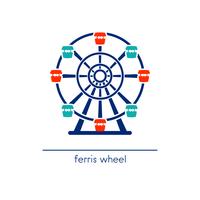 Ferris wheel line art icon. Amusement park ride. vector