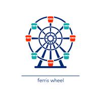Ferris wheel line art icon. Amusement park ride. vector
