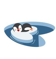 Los pingüinos duermen en un pedazo de iceberg vector