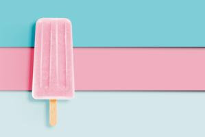 Colorful realistic icecream on pastel paper background, vector illustration