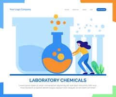 Fondo de vector de página de aterrizaje de productos químicos de laboratorio.