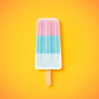 Colorful realistic icecream on yellow background, vector illustration