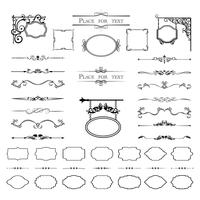 Calligraphic design elements. Dividers, frames of different shapes. Vector