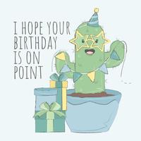 Cacti Happy Birthday Card vector