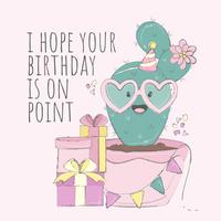Cacti Happy Birthday Card vector