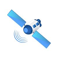 Communication Satellite sending signals vector