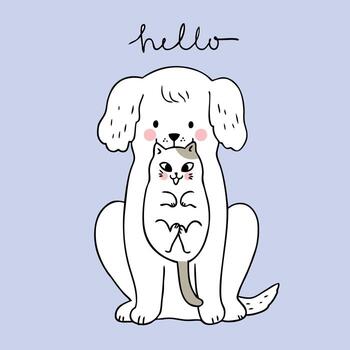 Vector lindo del perro y del gato de la historieta.
