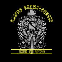 Skull motorcycle racing hand drawing vector hand drawing,Shirt designs, biker, disk jockey, gentleman, barber and many others. isolated and easy to edit. Vector Illustration - Vector