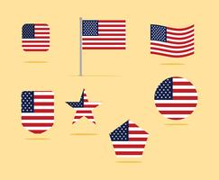 American Flag Icon Set Vector Illustration