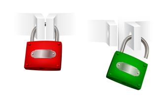 Open and Closed padlocks set vector