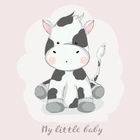 cute baby cow cartoon hand drawn style.vector illustration vector