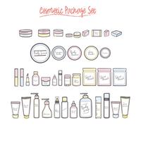 Various Cosmetic Beauty Product Bottle Set vector