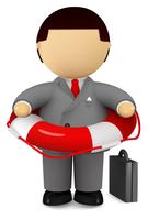 Businessman holding life buoy - safety and rescue concept vector