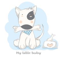 cute baby dog cartoon hand drawn style.vector illustration vector