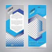 Blue roll up banner stand design template vector