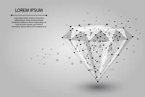 Imagen abstracta de un diamante que consiste en puntos, líneas y formas. Ilustración vectorial de negocios Espacio poli, estrellas y universo. vector