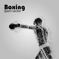 Boxeador de partículas. Ilustración vectorial de boxeo Silueta del boxeador Imagen de deportistas compuesta de partículas. vector