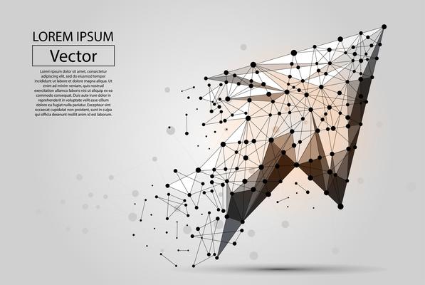 Abstract mash line and point Arrow. Vector polygonal low poly business illustration.