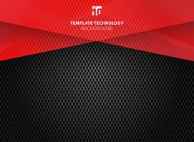 Abstract technology geometric red color shiny motion carbon fiber texture on dark background. vector