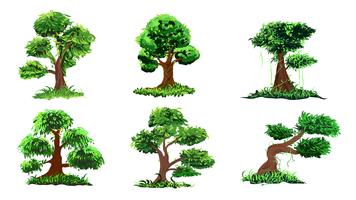 Hand draw tree set vector