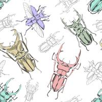 Hand drawn bug seamless pattern vector