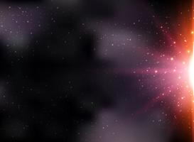 Espacio futurista abstracto del universo infinito en el fondo violeta oscuro con efecto luminoso. vector