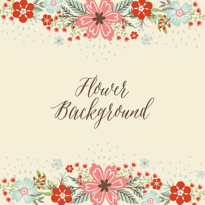 Hand drawn Spring Flower Border Background - Vector Illustration