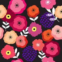 Colorful floral and dark background seamless pattern vector. vector