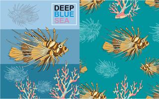 Lion fish seamless pattern vector