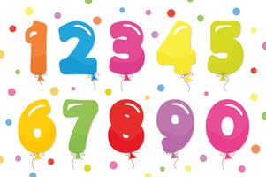 Balloon coloder numbers set. For birthday and party festive design. vector