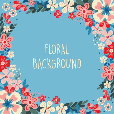 Spring Flower  Floral Border  Wreath Background Printed Template - Vector Illustration - Vector