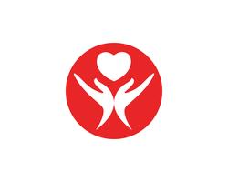 Logotipo rojo de la mano del amor y símbolos Iconos de la plantilla del vector