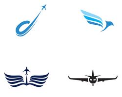 Avión mosca logotipo y símbolos vector plantilla