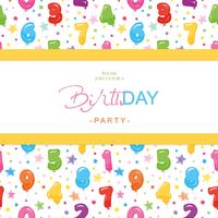 Birthday party invitation card for kids. Included seamless pattern with glossy colorful balloon numbers. vector