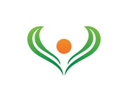 Signo del logotipo de carácter humano, logotipo de la salud. Logotipo de la naturaleza signo. Signo de logo de vida verde vector