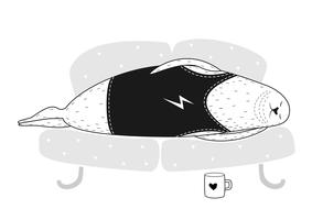 Seal in a hipster t-shirt laying and sleep on the couch vector