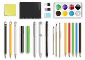 Set of different office supplies in vector