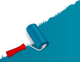 Paint roller with redecorated wall vector