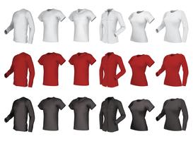 Polo, shirts and t-shirts set. vector