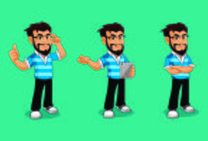Geek Man character mascot designs with beard and glases vector