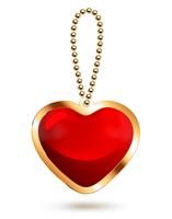 Gold pendant with heart of red glass vector