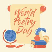 Hand Lettering Calligraphy World Poetry Day - Vector Illustration - Vector