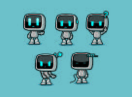 cute Robot Box Character Designs with emotions poses vector