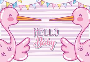 Hello baby shower card vector